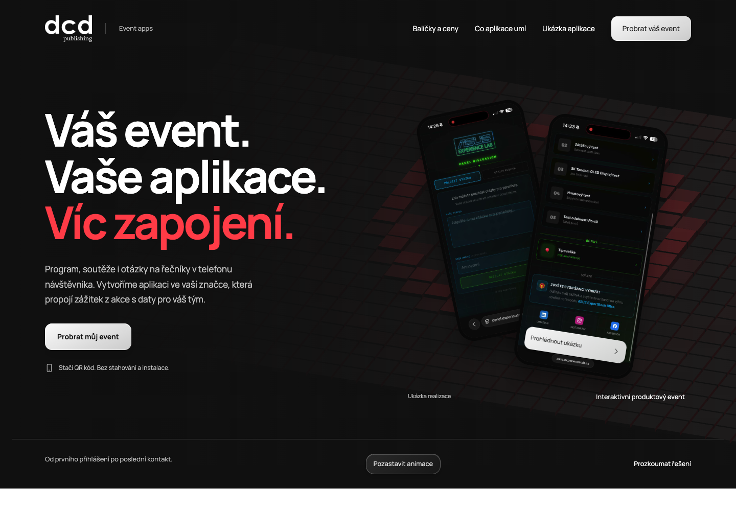 Ukázka webu DCD EventApp